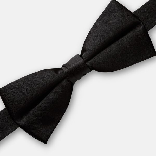 Gent Silk Satin Bow Tie, Black, hi-res